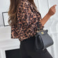 Leopard Collared Neck Cropped Jacket