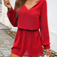 Devine Cutout V-Neck Long Sleeve Mini Dress