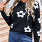 Angel Wings Flower Round Neck Long Sleeve Sweater