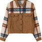 Plaid Corduroy Flap Pockets Button Up Jacket