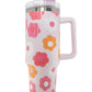 Multicolor Flower Print Handled Stainless Steel Vacuum Cup 40oz