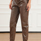 Drawstring PU Leather Pants