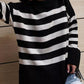 Slit Striped Round Neck Sweater