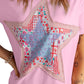 Star Round Neck Short Sleeve T-Shirt