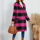 Plaid Double-Breasted Long Sleeve Coat