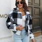 Plaid Dropped Shoulder Buttoned Jacket