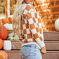 Checkered Long Sleeve Hooded Sweater