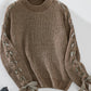 Lace Up Round Neck Long Sleeve Sweater