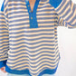 Striped Johnny Collar Long Sleeve Sweatshirt