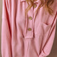 Pocketed Half Button Long Sleeve Sweatshirt