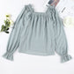 Frill Trim Flounce Sleeve Blouse