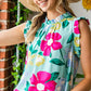 Floral Print Ruffle Shoulder Blouse