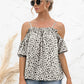 Printed Cold-Shoulder Frill Trim Blouse