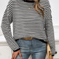 Devine Striped Round Neck Dropped Shoulder Sweater