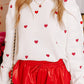 Heart Round Neck Long Sleeve Sweater