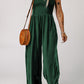 Smocked Sleeveless Wide Leg Jumpsuit with Pockets