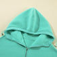 Mint Green Half Zip Kangaroo Pocket Drop Shoulder Hoodie