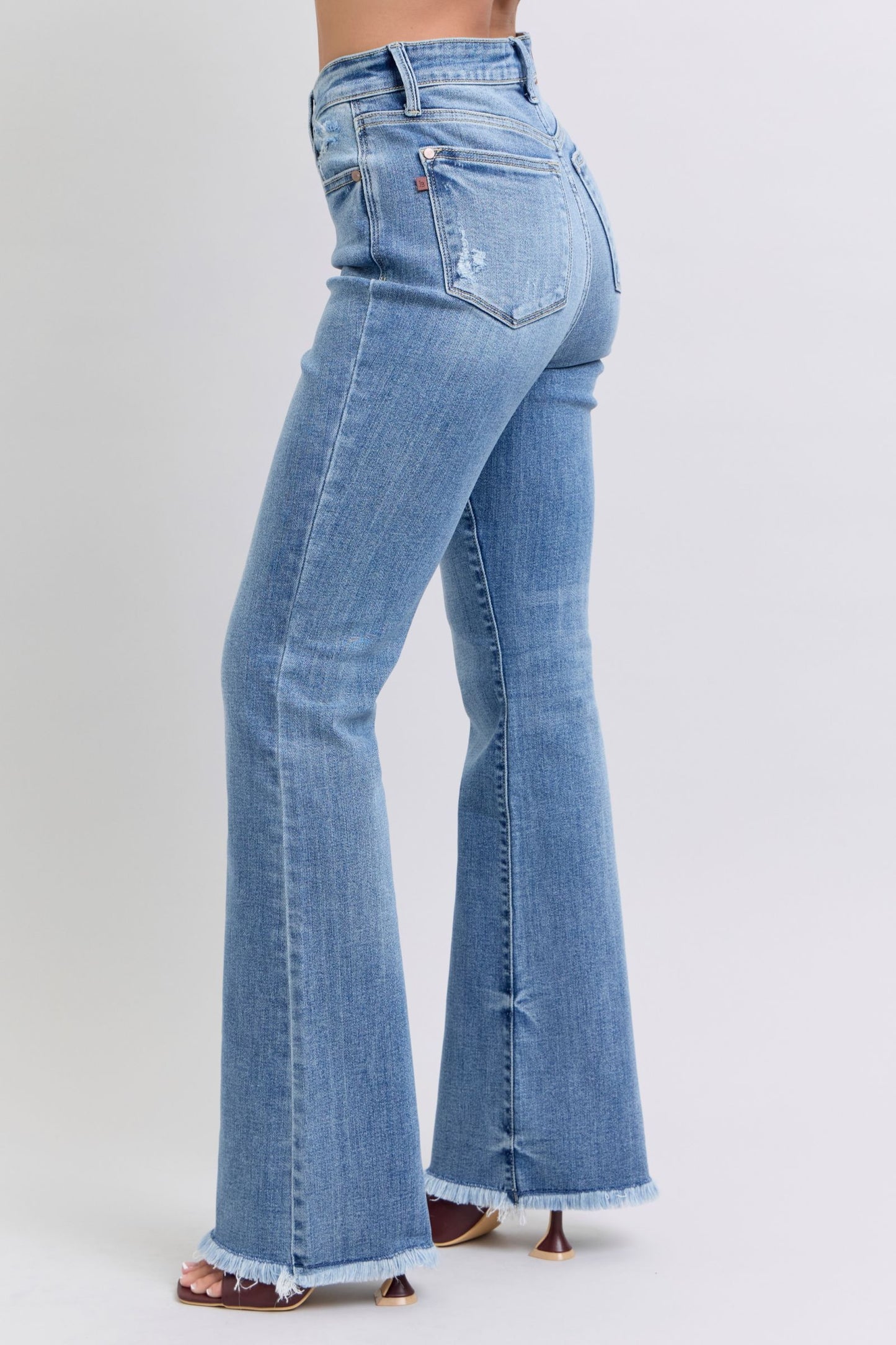 Judy Blue Raw Hem High Rise Bootcut Jeans—0-24W