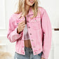 Pocketed Button Up Collared Neck Denim Jacket