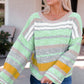 Striped Dropped Shoulder Flare Sleeve Sweater