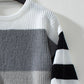 Color Block Round Neck Long Sleeve Sweater