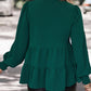 Perfee Notched Neck Lantern Sleeve Blouse