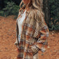 Khaki Plaid Colorblock Patchwork High Low Shacket