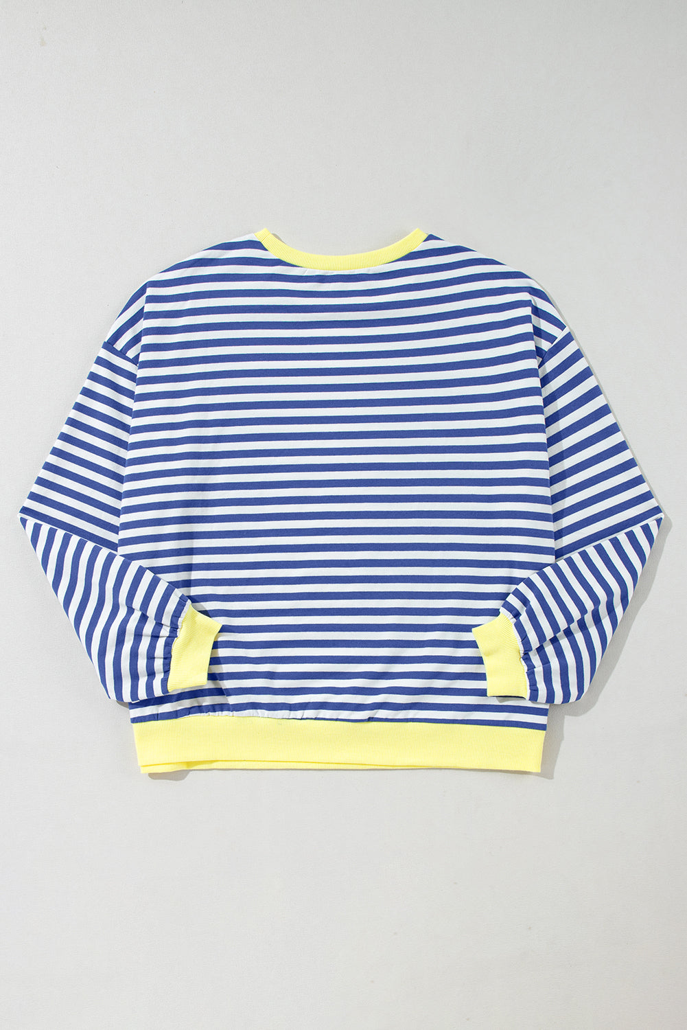 Sky Blue Stripe Oversized Contrast Trim Pullover Sweatshirt