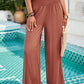 Devine Smocked Wide Leg Pants with Pockets