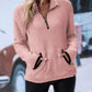 Half Zip Long Sleeve Furry Sweatshirt