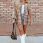 Khaki Plaid Colorblock Patchwork High Low Shacket