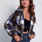 Plaid Button Front Jacket with Pockets