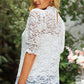 Lace Scalloped Short Puff Sleeve Top