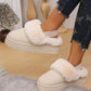 Faux Fur Round Toe Platform Slippers