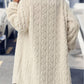 Fuzzy Button Up Long Sleeve Longline Coat