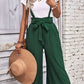 Perfee Tie Belt Wide Leg Overalls