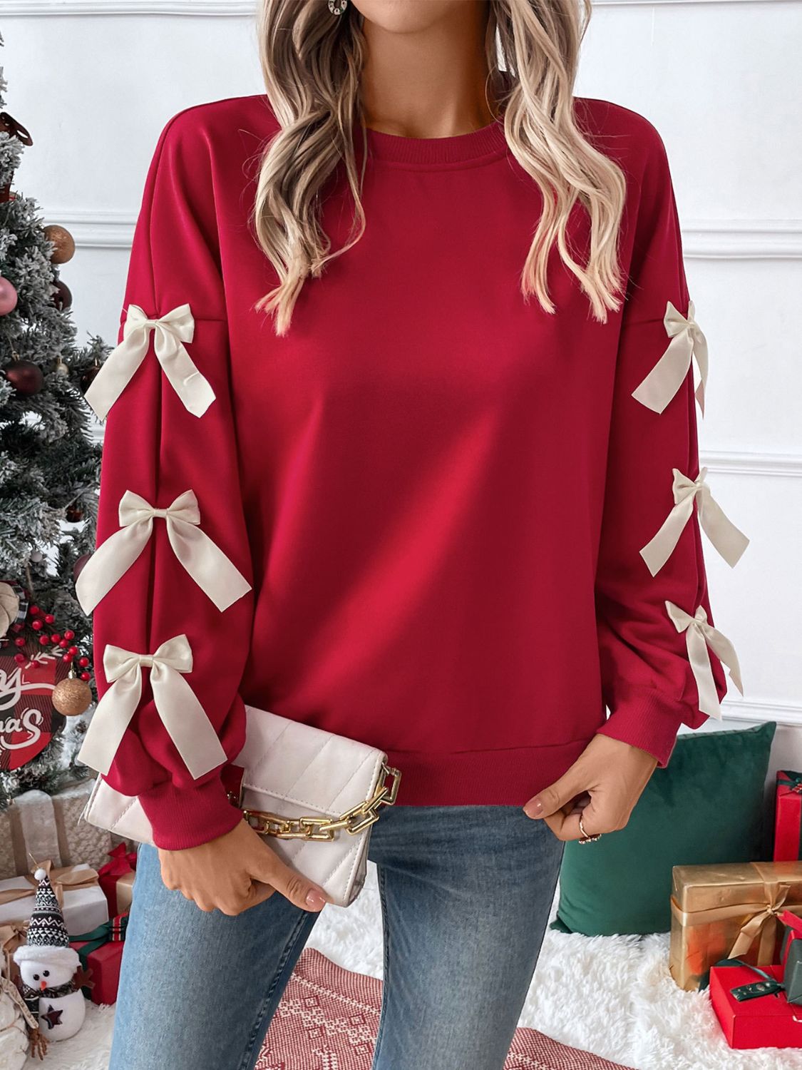 Bow Long Sleeve Sweatshirt