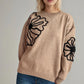 Flower Round Neck Long Sleeve Sweater