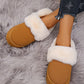 Faux Fur Round Toe Platform Slippers