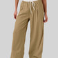 Contrast Waistband Drawstring Wide Leg Pants