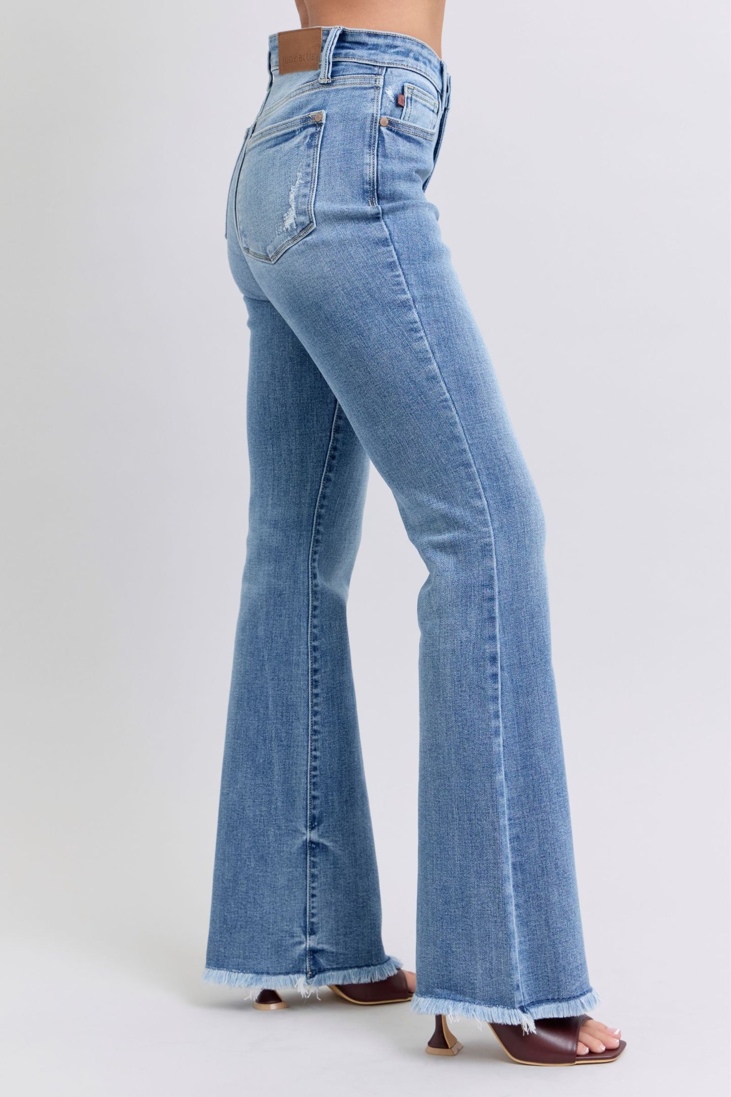 Judy Blue Raw Hem High Rise Bootcut Jeans—0-24W