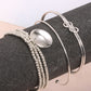 Silver Silver Knotted Beaded 3-piece Bracelet Set