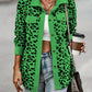 Full Size Leopard Collared Neck Button Up Long Sleeve Jacket