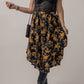 Floral Buttoned Ruffle Hem Skirt