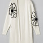 Full Size Flower Open Front Long Sleeve Cardigan