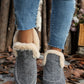 Furry Suede Round Toe Flat Sneakers