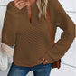 Notched Long Sleeve Sweatshirt