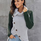 Contrast Decorative Button Turtleneck Sweater