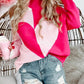 Valentine's Day Heart Turtleneck Cold Shoulder Sweater