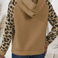 Leopard Half Button Long Sleeve Hoodie